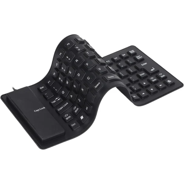 Foldable Silicone Waterproof Keyboard, USB Wired Rollup Keyboard