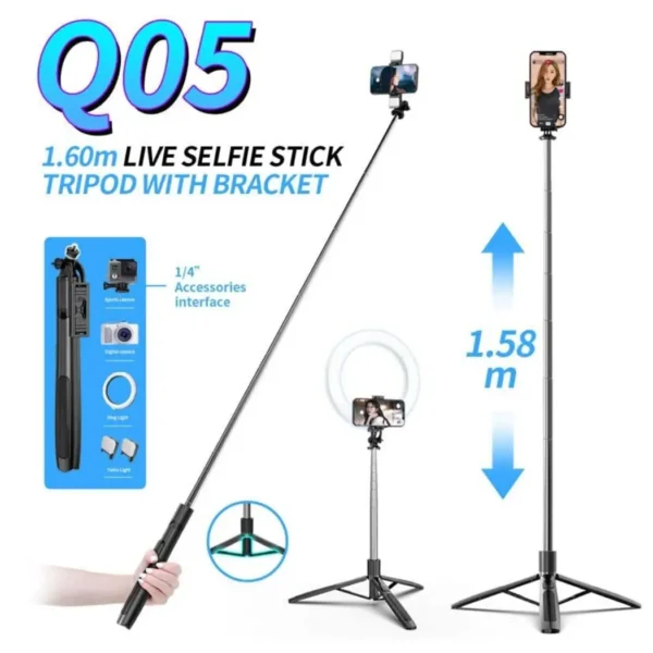 Q05 Tripod Selfie Stick with Wireless Remote BT