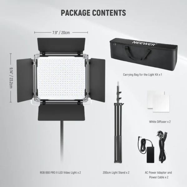 660PRO RGB LED Video Light with APP Control, 50W Video Lighting 360°Full Color