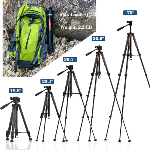 76 Inch KINGJOY Tripod for Cameras, Compact Camera Tripods & Monopods for DSLR