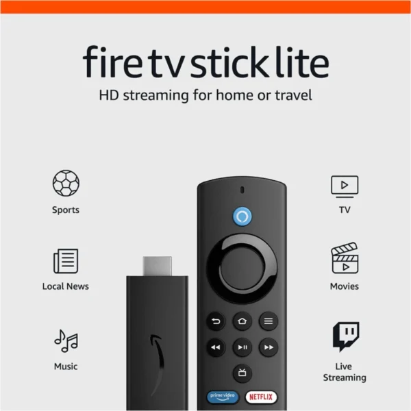 Amazon Fire TV Stick Lite HD Streaming Media Player, Alexa Voice Remote Lite